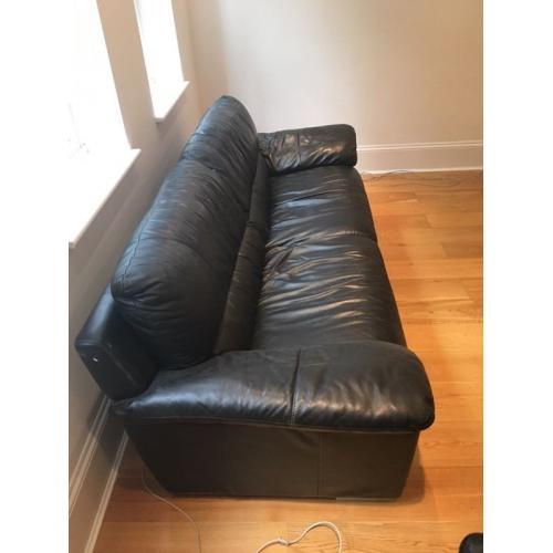 3 seater black leather sofas