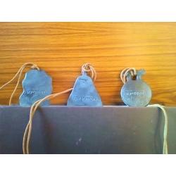 3 very unusual ceramic Minoan (Greek) pendants on adjustable leather thongs