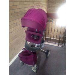 Stokke pram purple, with all accessories