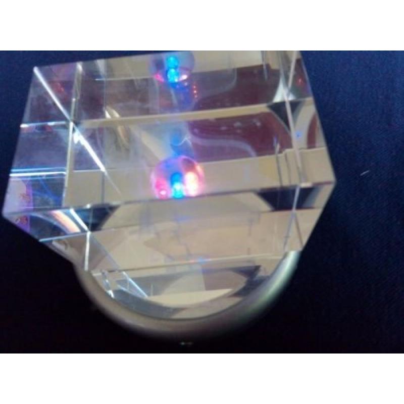 Grand Piano etched glass ornament and stand (colour changing light) - ex cond