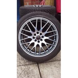 4 x ALLOY WHEELS AND TYRES. WOLFRACE 4X100 17"