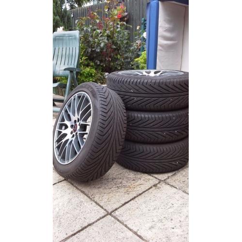 4 x ALLOY WHEELS AND TYRES. WOLFRACE 4X100 17"