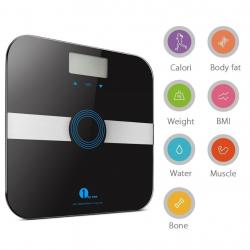 Body Fat Scale with Tempered Glass, Measures Weight, Body Fat, Water, Muscle, Calorie and BMI, Black