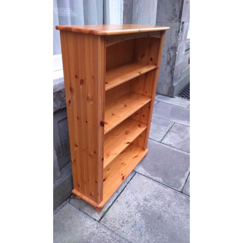 Solid pine book case, with three adjustable shelves