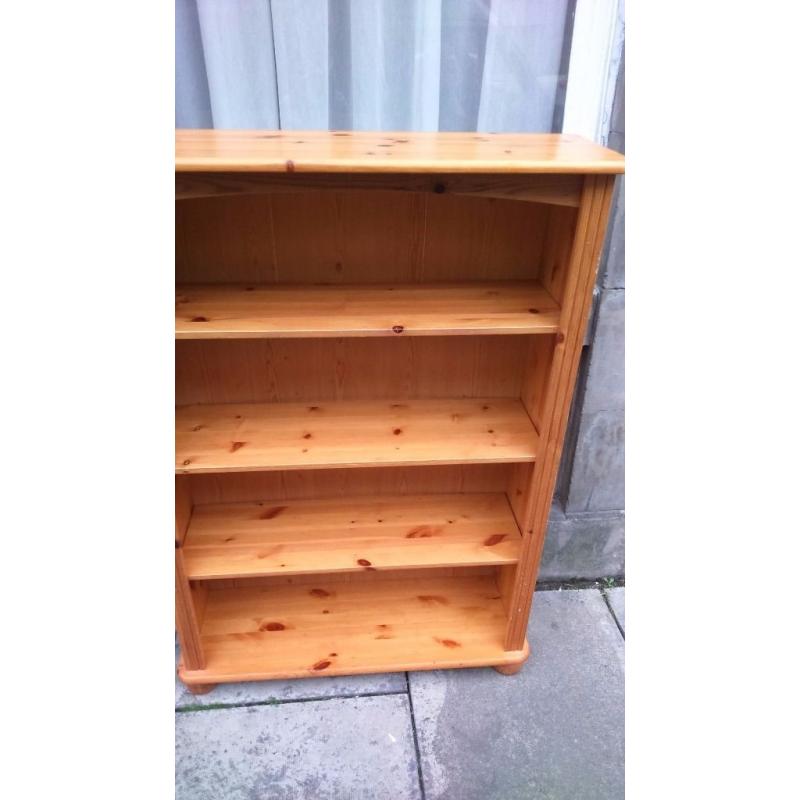Solid pine book case, with three adjustable shelves