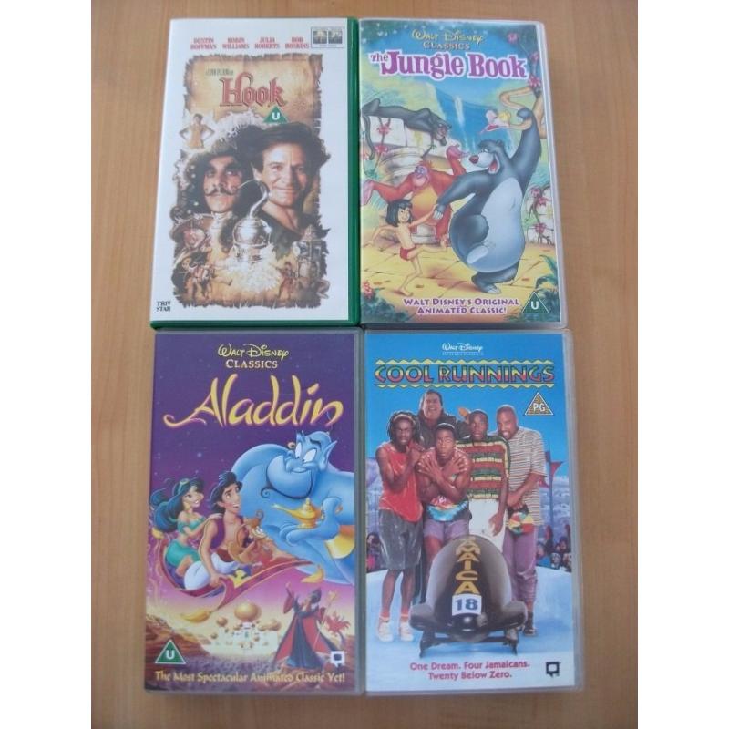 Lot of 7 Spice Girls and Family Movies VHS Video Tapes robin williams, disney, hook, aladdin, music