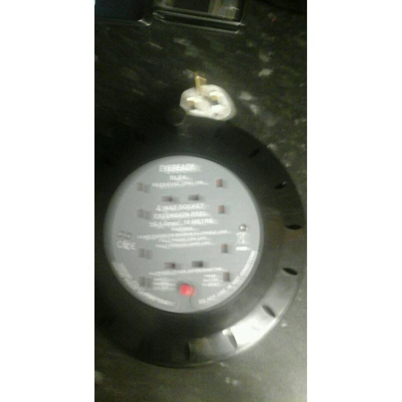4 way socket extension reel lead 10 metres
