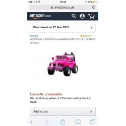 Girls 12v ride-on hummer/jeep