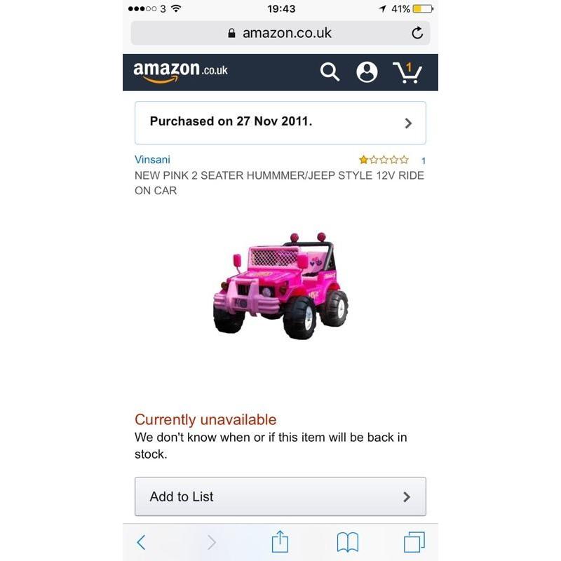 Girls 12v ride-on hummer/jeep