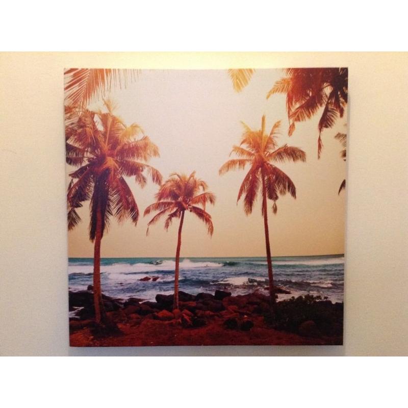 Canvass of Beach Scene with Palmtrees