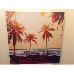 Canvass of Beach Scene with Palmtrees