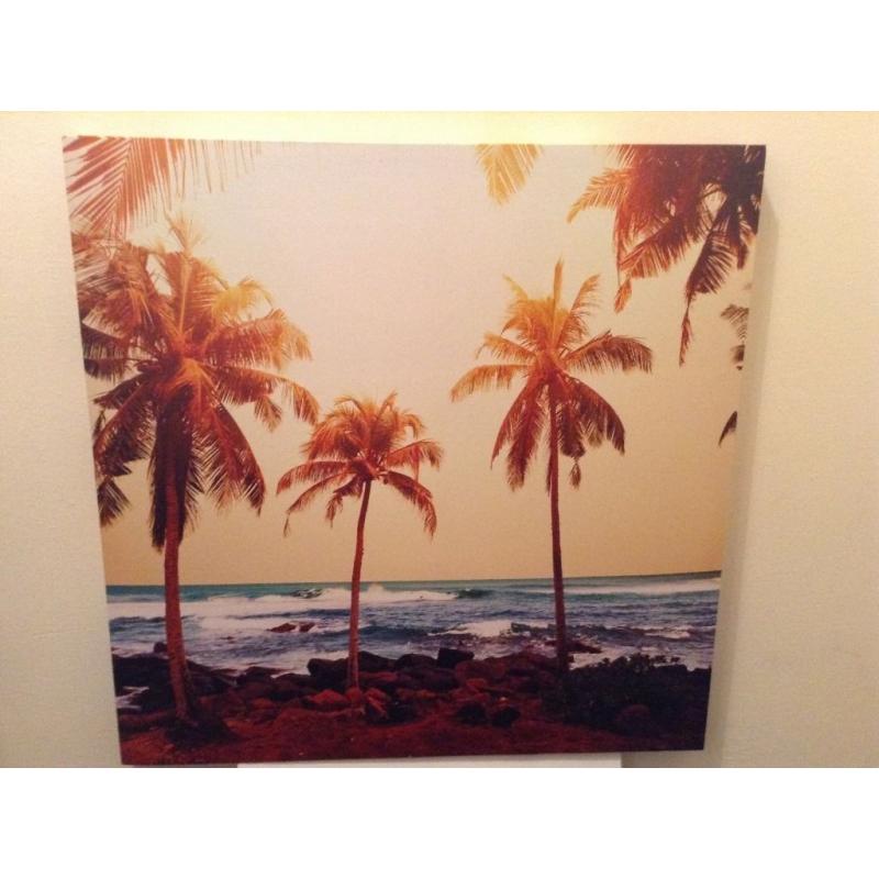 Canvass of Beach Scene with Palmtrees