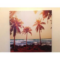 Canvass of Beach Scene with Palmtrees