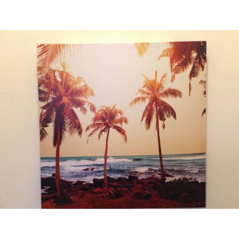 Canvass of Beach Scene with Palmtrees
