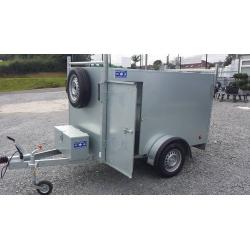 New galvanised 7x4x4 single wheel box trailer with brakes & side door spare jockey prop stand lock