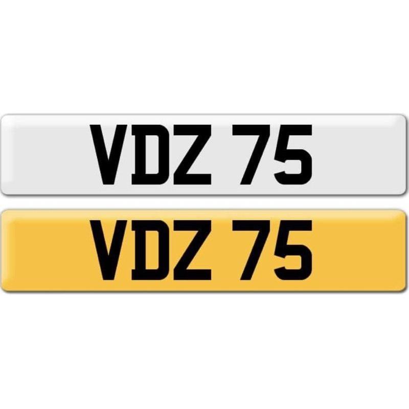 VDZ 75 Dateless Personalised Cherished Number Plate Audi BMW M3 Ford Golf Mercedes Kia Vauxhall