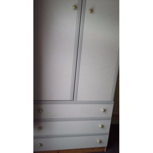 Grey Wardrobe and matching 5 chest drawer