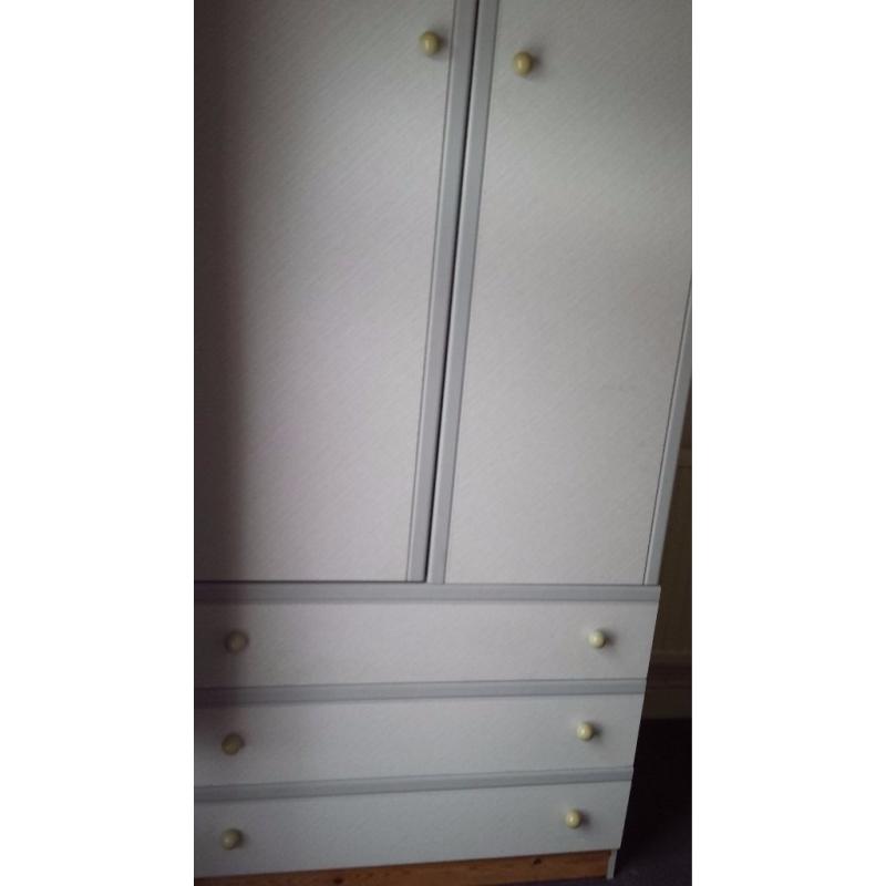 Grey Wardrobe and matching 5 chest drawer