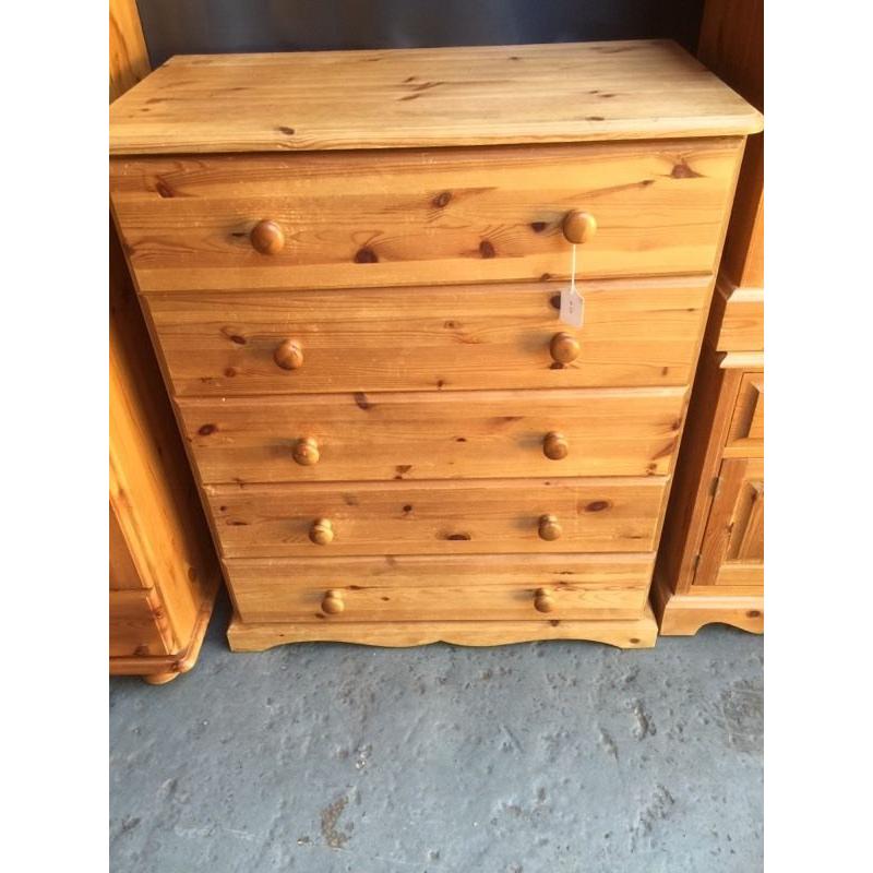 Solid pine chest of drawers
