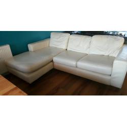 Cream leather corner sofa