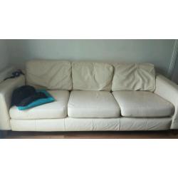 Cream leather corner sofa