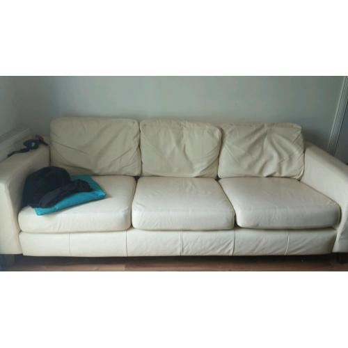 Cream leather corner sofa