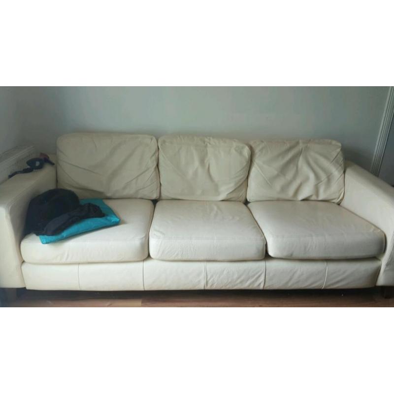 Cream leather corner sofa