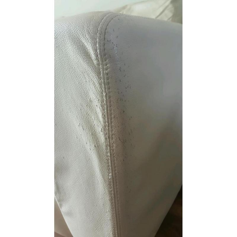 Cream leather corner sofa