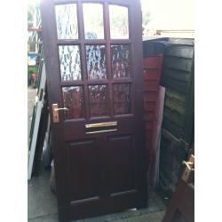 Hardwood door with crazed glass panels