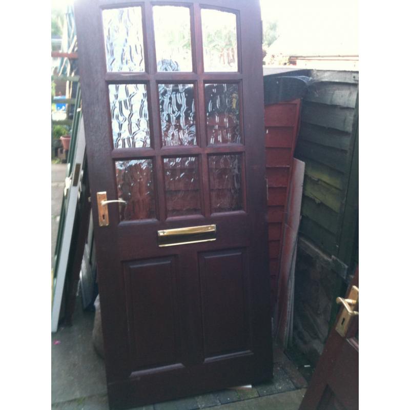 Hardwood door with crazed glass panels