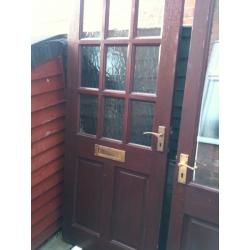 Hardwood door with crazed glass panels