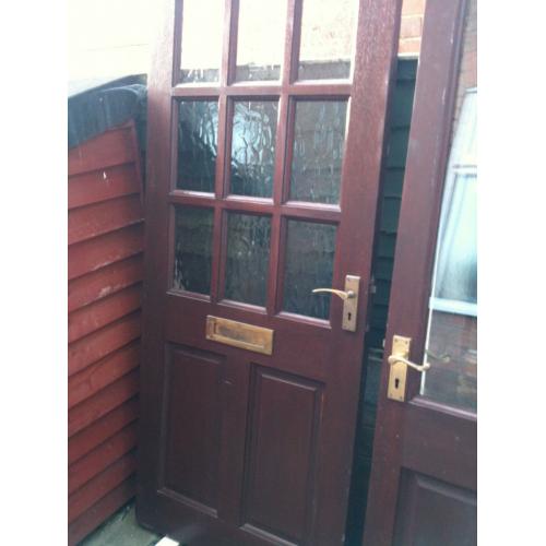 Hardwood door with crazed glass panels