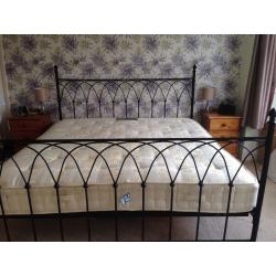 Wrought iron Super king bed frame with/without mattress. Structurally sound- few signs of wear.