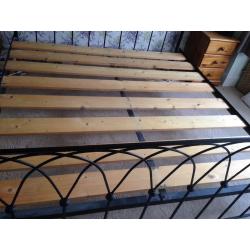 Wrought iron Super king bed frame with/without mattress. Structurally sound- few signs of wear.