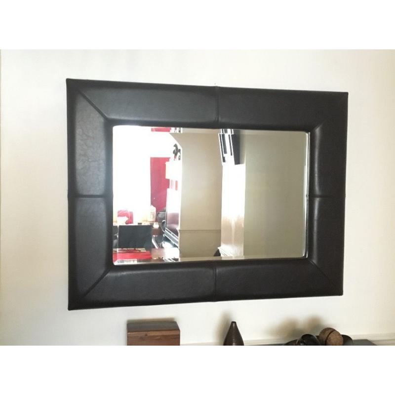 Beautiful Mirror with Brown Leather Border