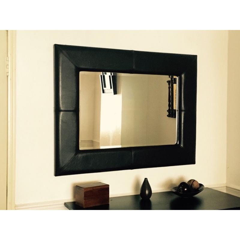 Beautiful Mirror with Brown Leather Border