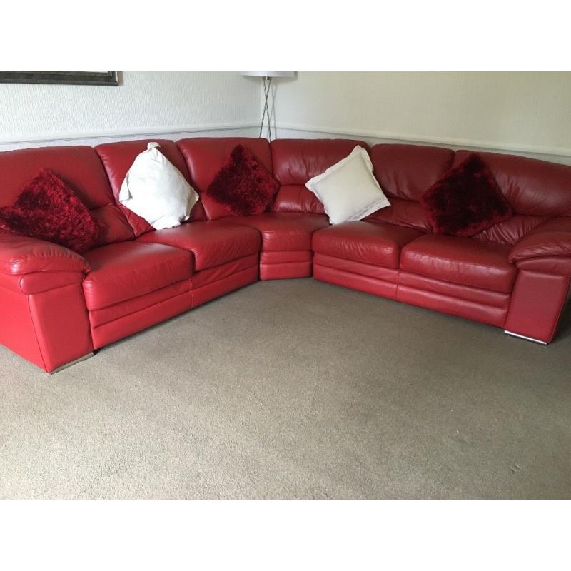 Red Leather Corner Sofa