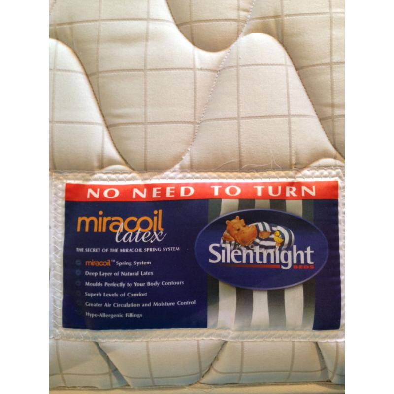 King Size Silentnight Miracoil Latex topped non turn mattress
