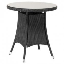 New Royalcraft Round Table - Glass Top - Cannes Ebony Black Rattan 70cm