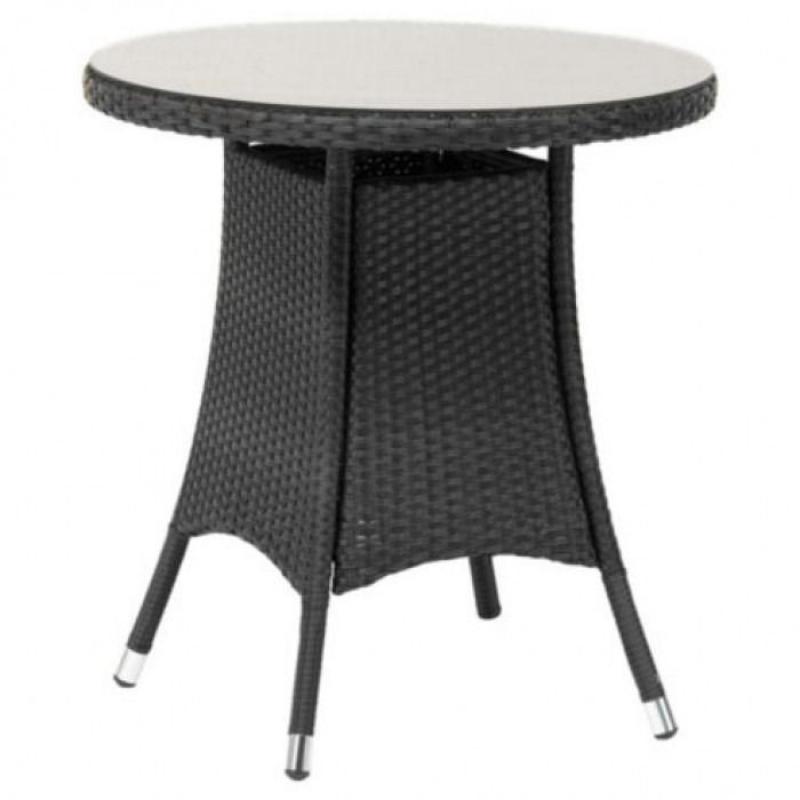 New Royalcraft Round Table - Glass Top - Cannes Ebony Black Rattan 70cm