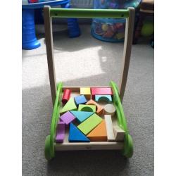 Hape block and roll walk / push along baby walker - wooden