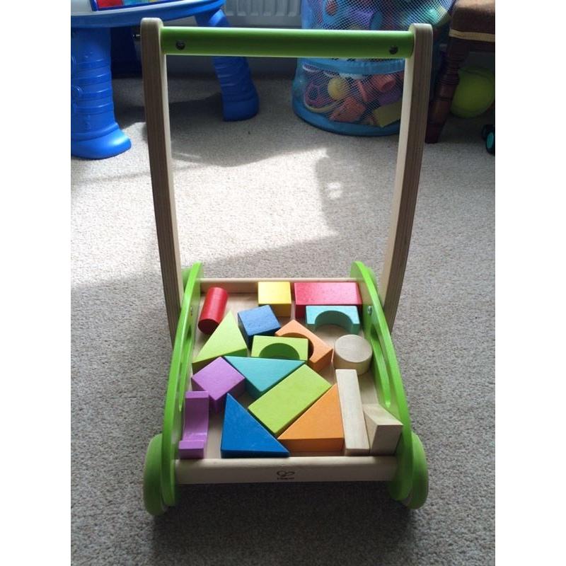 Hape block and roll walk / push along baby walker - wooden
