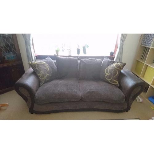 Dfs brown fabric scatter back couch