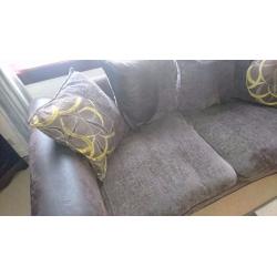 Dfs brown fabric scatter back couch