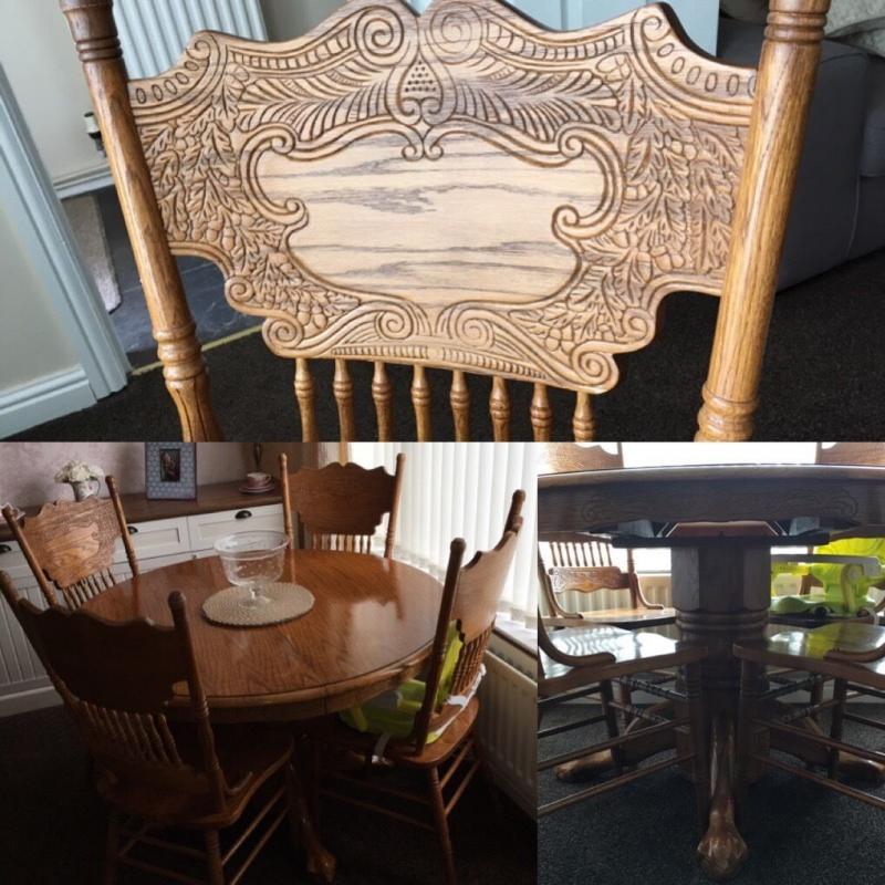 Solid wood dining table & 4 chairs