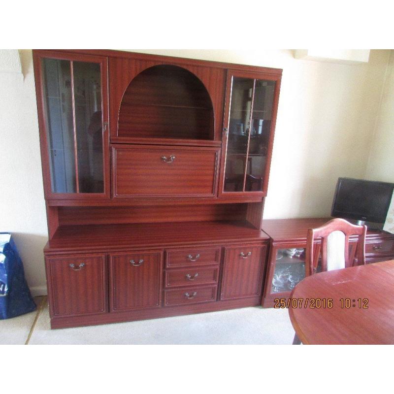 dinin g table six chairs tall sideboard and side cupboard