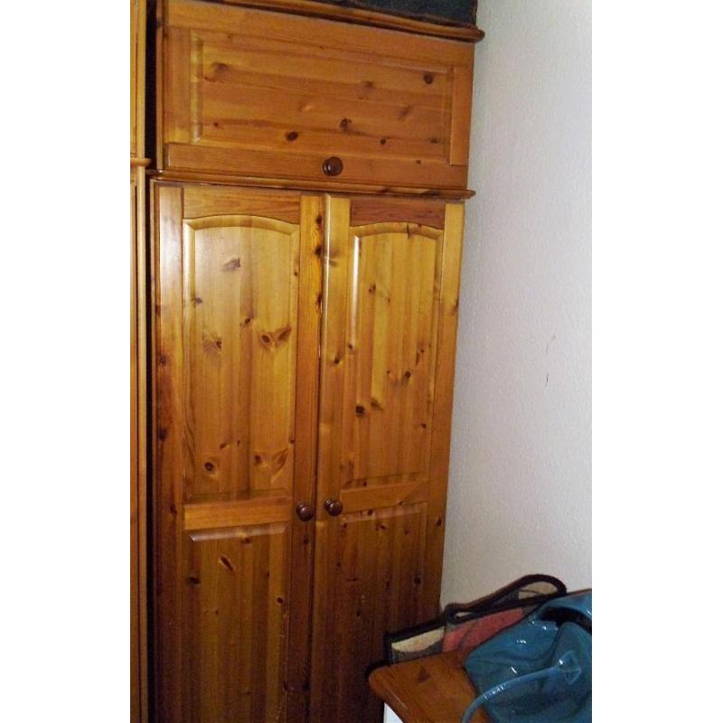 Lovely solid pine double wardrobe, plus matching top box