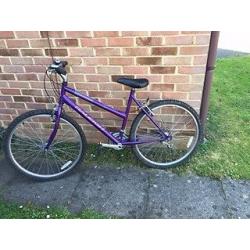 Ladies Raleigh Vixen, 26 inch wheels, 15 gears, purple