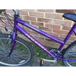 Ladies Raleigh Vixen, 26 inch wheels, 15 gears, purple