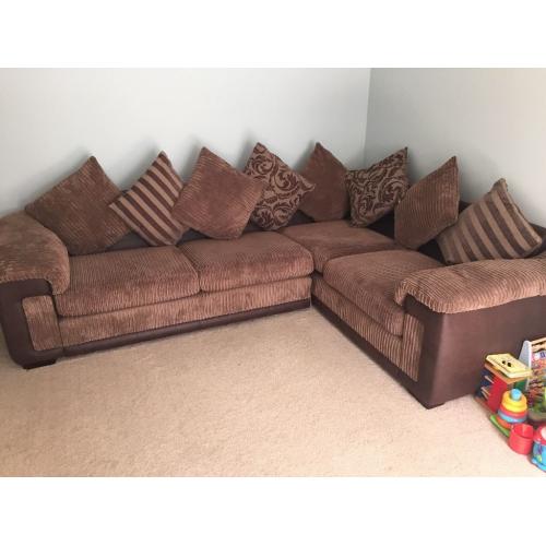 Brown Fabric DFS Corner Sofa